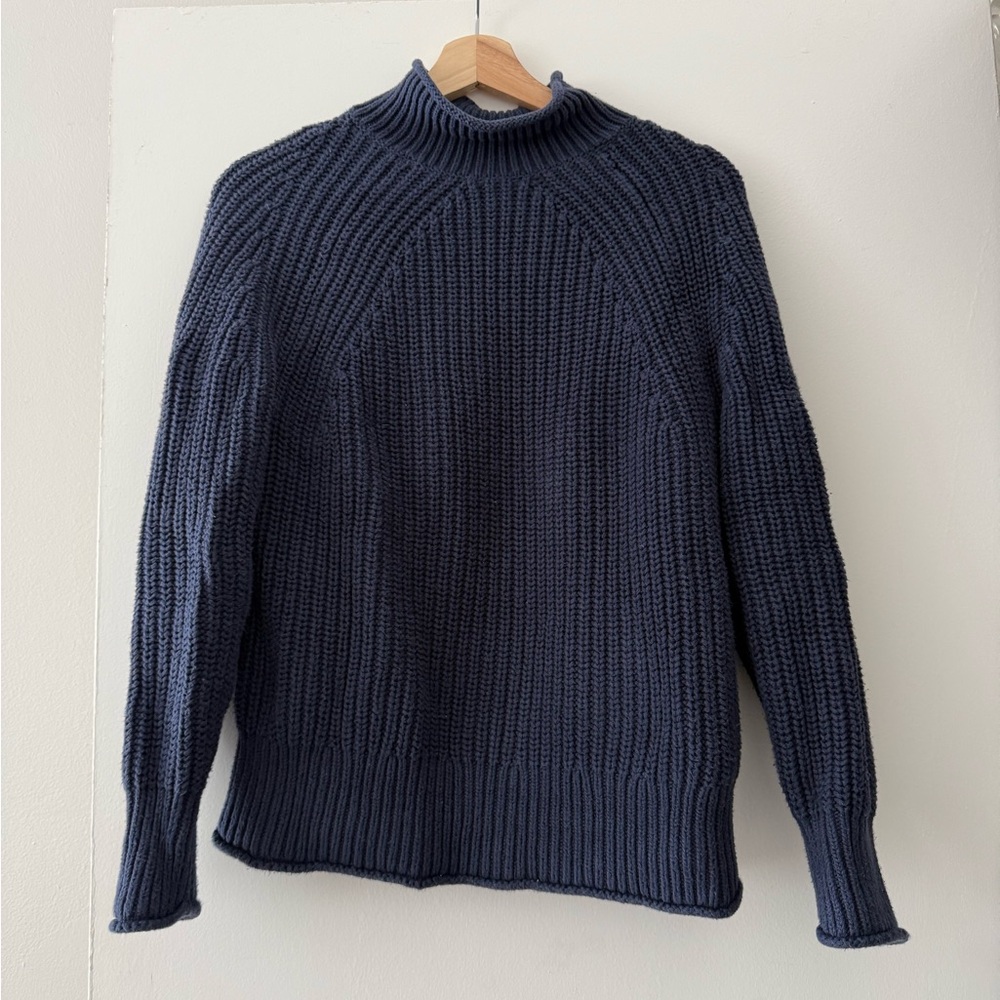 J Crew 100% Cotton Relaxed Rollneck™ sweater in Navy - Picture 2 of 7